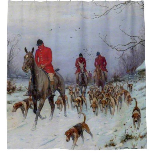 Fox Hunt Huntsmen und Hunden kehren Zuhause zurück Duschvorhang (Vorderseite)