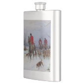 Fox Hunt Huntsmen und Hunden kehren Zuhause zurück Flachmann (Links)