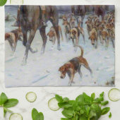 Fox Hunt Huntsmen und Hunden kehren Zuhause zurück Geschirrtuch (Gefaltet)