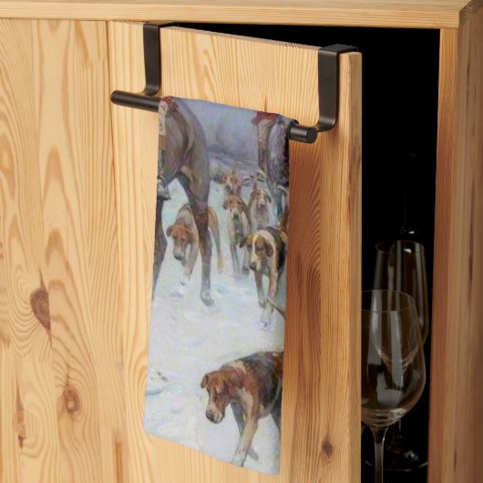 Fox Hunt Huntsmen und Hunden kehren Zuhause zurück Geschirrtuch (Drittel gefaltet)