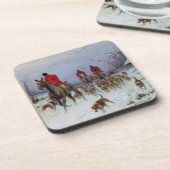 Fox Hunt Huntsmen und Hunden kehren Zuhause zurück Getränkeuntersetzer (Linke Seite)