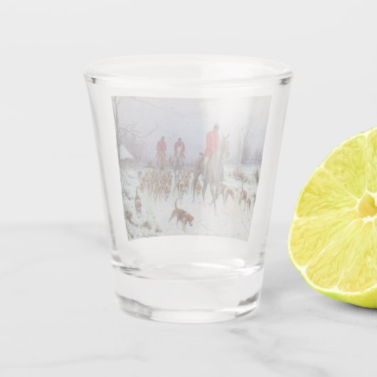 Fox Hunt Huntsmen und Hunden kehren Zuhause zurück Schnapsglas (Rückseite)