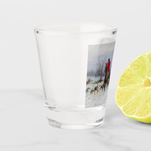 Fox Hunt Huntsmen und Hunden kehren Zuhause zurück Schnapsglas (Links)