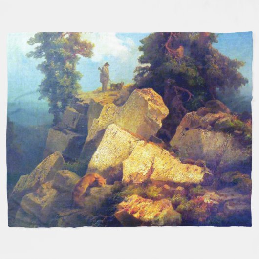 Fox Hunt Josef Navrátil nach 1850 Fleecedecke (Vorderseite (Horizontal))
