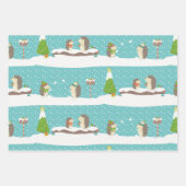 Fox Igel und Pinguin Weihnachts-Weihnachtsmuster Geschenkpapier Set (Vorderseite 3)