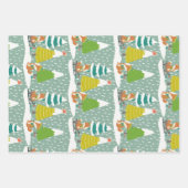 Fox Igel und Pinguin Weihnachts-Weihnachtsmuster Geschenkpapier Set (Vorderseite)