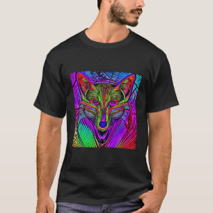Fox Illustration Kunstfarbenfroher Fox Niedlich Fo T-Shirt
