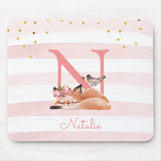 Fox Illustration Mutter, um von einem Baby Mädchen Mousepad (Vorne)