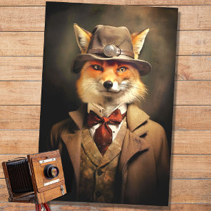 Fox im Anzug und Hat 1 Decoupage Paper Seidenpapier