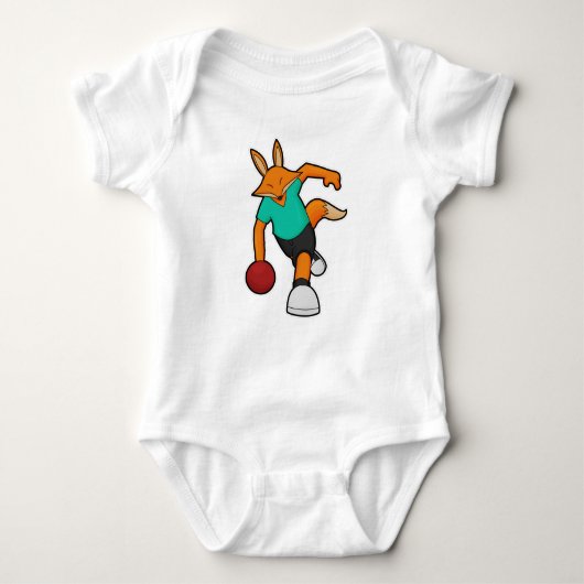 Fox im Bowling mit Bowlingball Baby Strampler (Vorderseite)