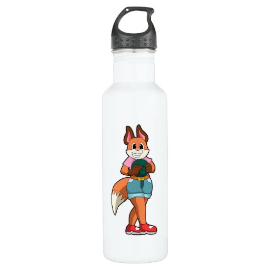 Fox im Bowling mit Bowlingball Edelstahlflasche (Vorderseite)