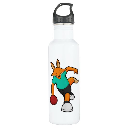 Fox im Bowling mit Bowlingball Edelstahlflasche (Vorderseite)