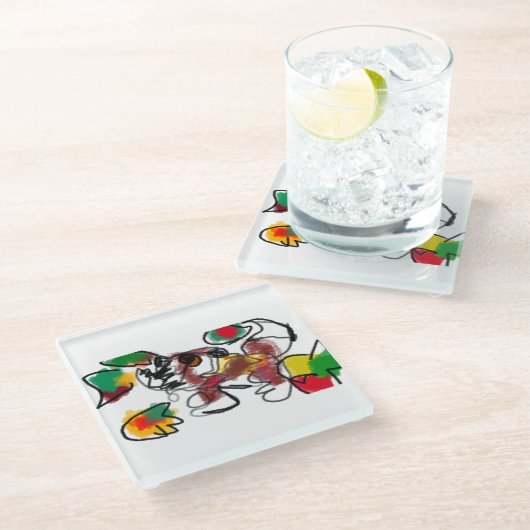 Fox im Herbst gewartet Glasuntersetzer (Schrägansicht)