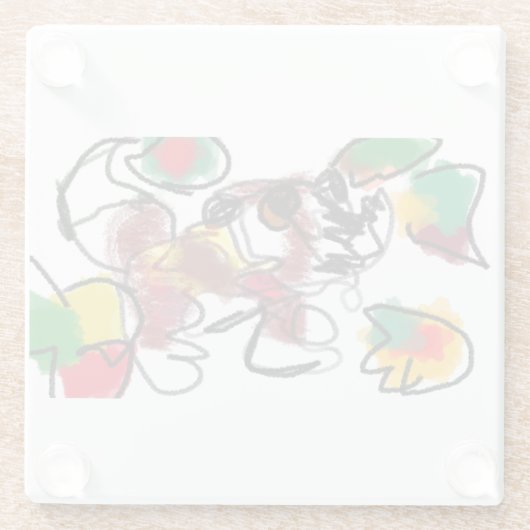 Fox im Herbst gewartet Glasuntersetzer (Rückseite)