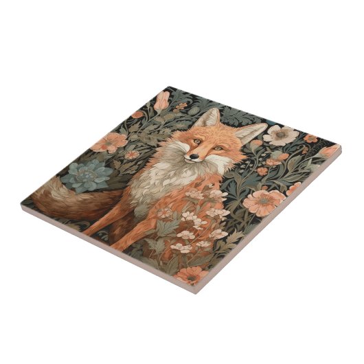 Fox im Herbstgarten Fliese (Seite)