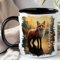 Fox im Herbstwald Reflektion
