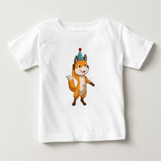 Fox im Party mit Party Hut Baby T-shirt (Vorderseite)