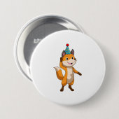 Fox im Party mit Party Hut Button (Vorne & Hinten)