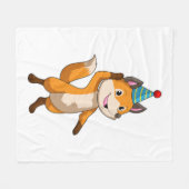 Fox im Party mit Party Hut Fleecedecke (Vorderseite (Horizontal))