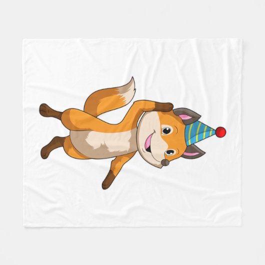 Fox im Party mit Party Hut Fleecedecke (Vorderseite (Horizontal))