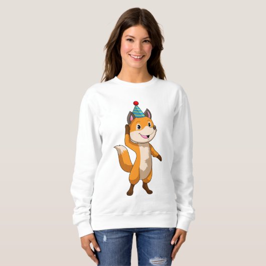 Fox im Party mit Party Hut Sweatshirt (Vorne ganz)
