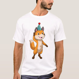 Fox im Party mit Party Hut T-Shirt