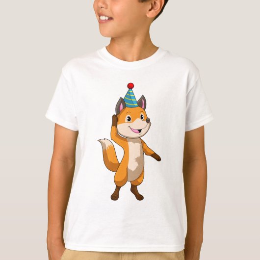 Fox im Party mit Party Hut T-Shirt (Vorderseite)