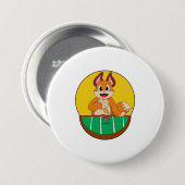 Fox im Poker mit Poker-Chips Button (Vorne & Hinten)