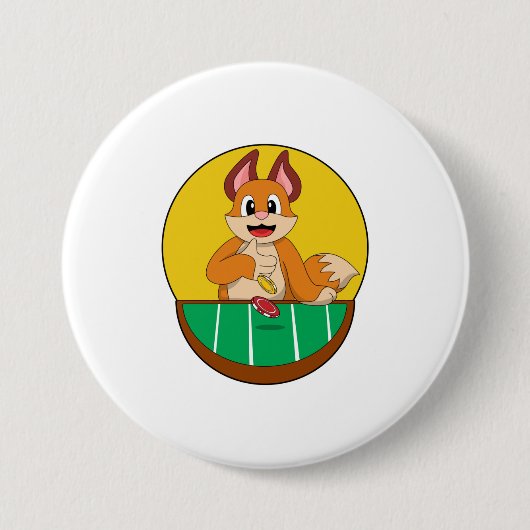 Fox im Poker mit Poker-Chips Button (Vorderseite)