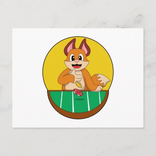 Fox im Poker mit Poker-Chips Postkarte (Vorderseite)