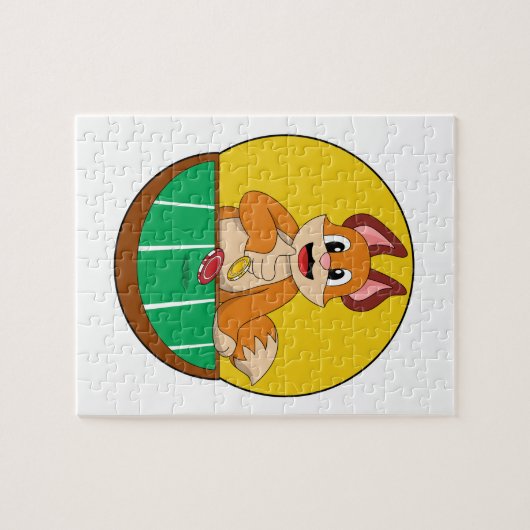 Fox im Poker mit Poker-Chips Puzzle (Horizontal)