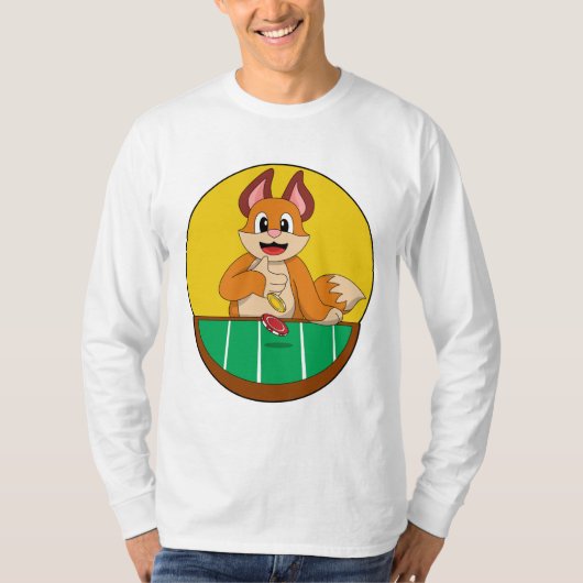 Fox im Poker mit Poker-Chips T-Shirt (Vorderseite)