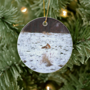 Fox im Schnee Keramik Ornament