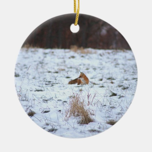 Fox im Schnee Keramik Ornament (Vorne)