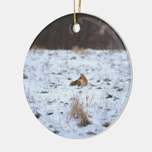 Fox im Schnee Keramik Ornament (Links)