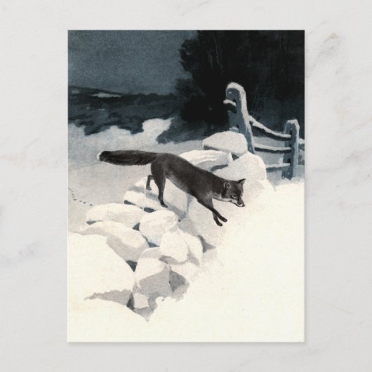 Fox im Schnee Postkarte (Vorderseite)