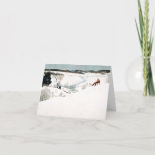 Fox im Schnee von Newell Convers Wyeth Dankeskarte