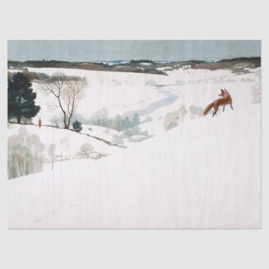 Fox im Schnee von Newell Convers Wyeth Seidenpapier (Vorderseite)
