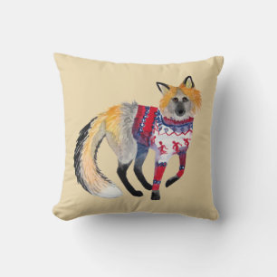 Fox im Strick Sweater Throw Kissen