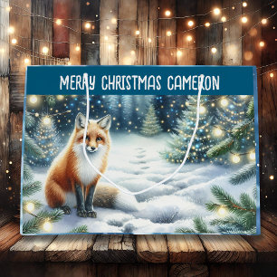 Fox im verzauberten Wald Personalisierte Weihnacht Große Geschenktüte