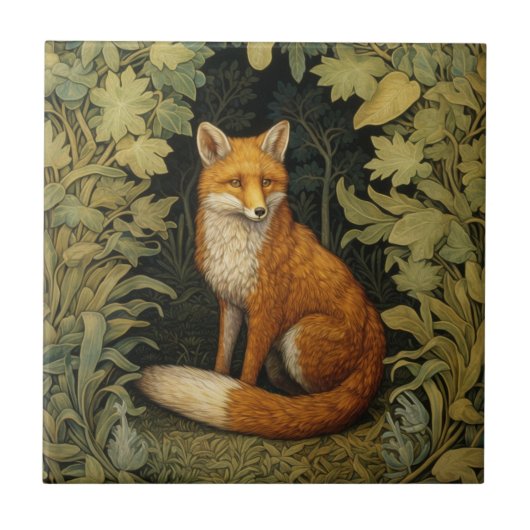 Fox im Wald, Jugendstil Fliese (Vorderseite)