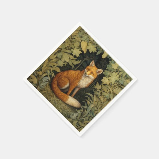 Fox im Wald, Jugendstil Serviette (Ecke)