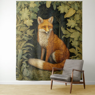 Fox im Wald, Jugendstil Wandteppich