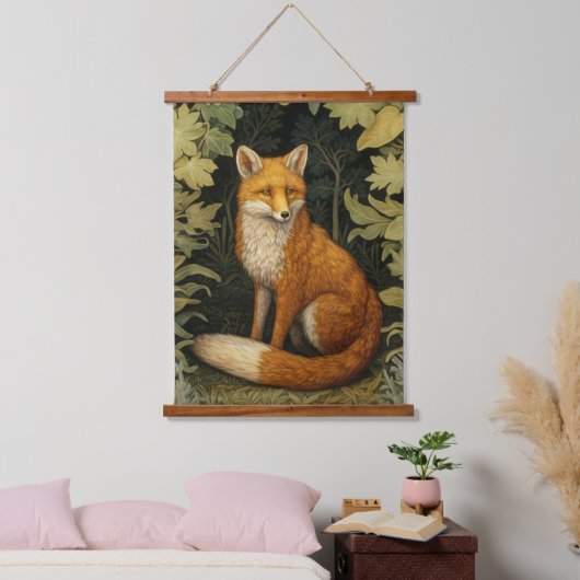 Fox im Wald, Jugendstil Wandteppich Mit Holzrahmen (Schlafzimmer)