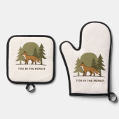 Fox im Wald Ofenhandschuh & Topflappen-Set (Vorderseite)