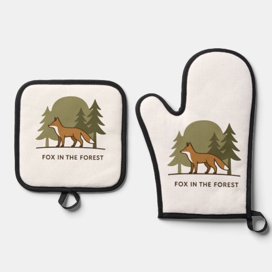Fox im Wald Ofenhandschuh & Topflappen-Set (Vorderseite)