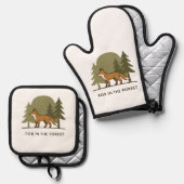 Fox im Wald Ofenhandschuh & Topflappen-Set (Vorderseite/Rückseite)