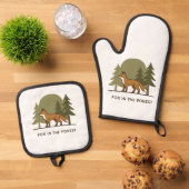 Fox im Wald Ofenhandschuh & Topflappen-Set (Oben Unten)