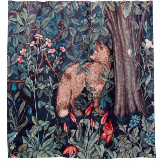Fox im Wald, William Morris Duschvorhang (Vorderseite)