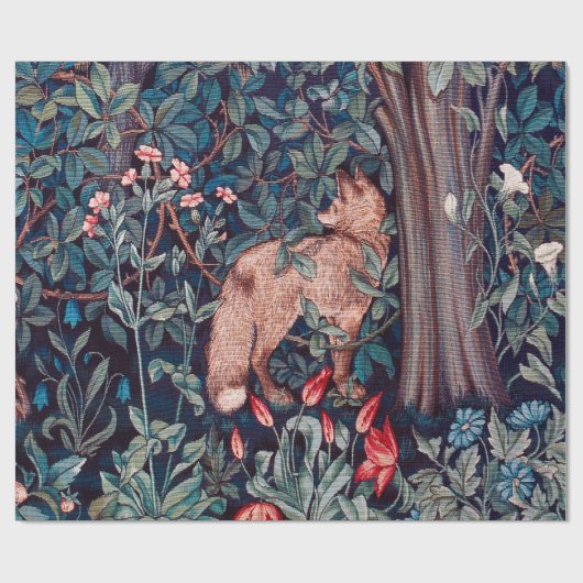 Fox im Wald, William Morris Geschenkpapier (Flach)